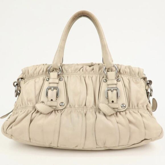 💎✨HOT BUY✨💎Authentic PRADA Nappa Leather Gathered 2Way Shoulder Bag - Picture 3 of 15